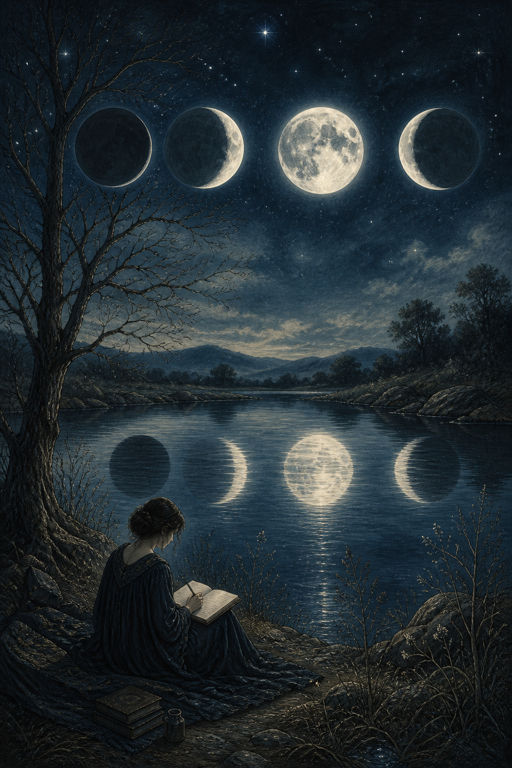 Illustration pour Les phases lunaires